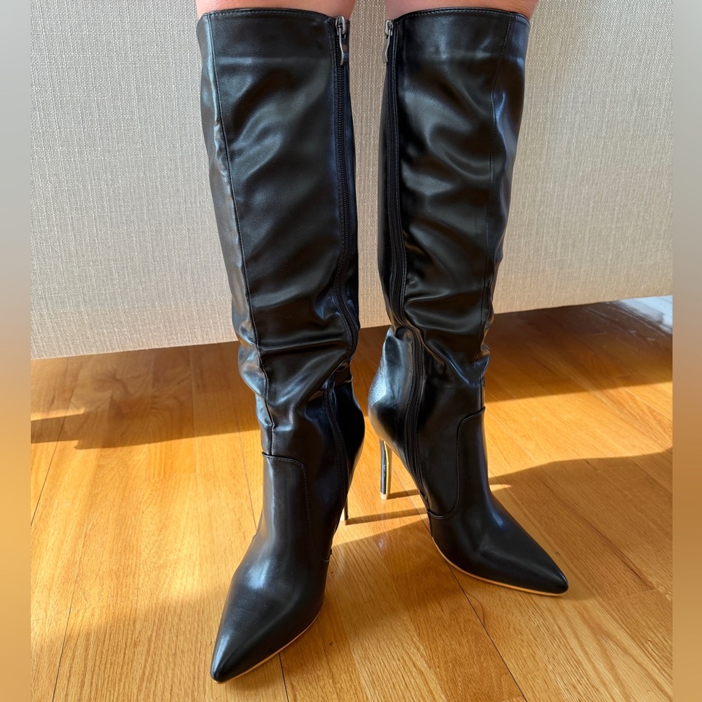 Black Knee-High Pointed Toe Women's Boots Size 39 - Picture 2 of 11